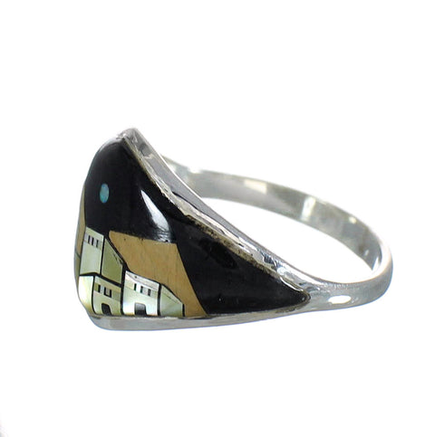 Multicolor Southwestern Sterling Silver Native American Pueblo Design Ring Size 5-3/4 YX78162